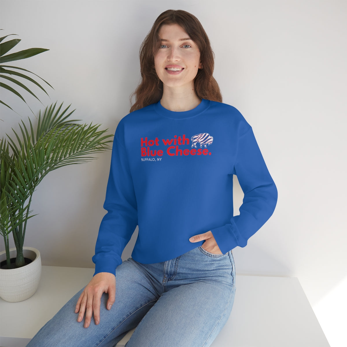 Buffalo Bills Billieve Unisex Crewneck Sweatshirt – Hot with Blue Cheese