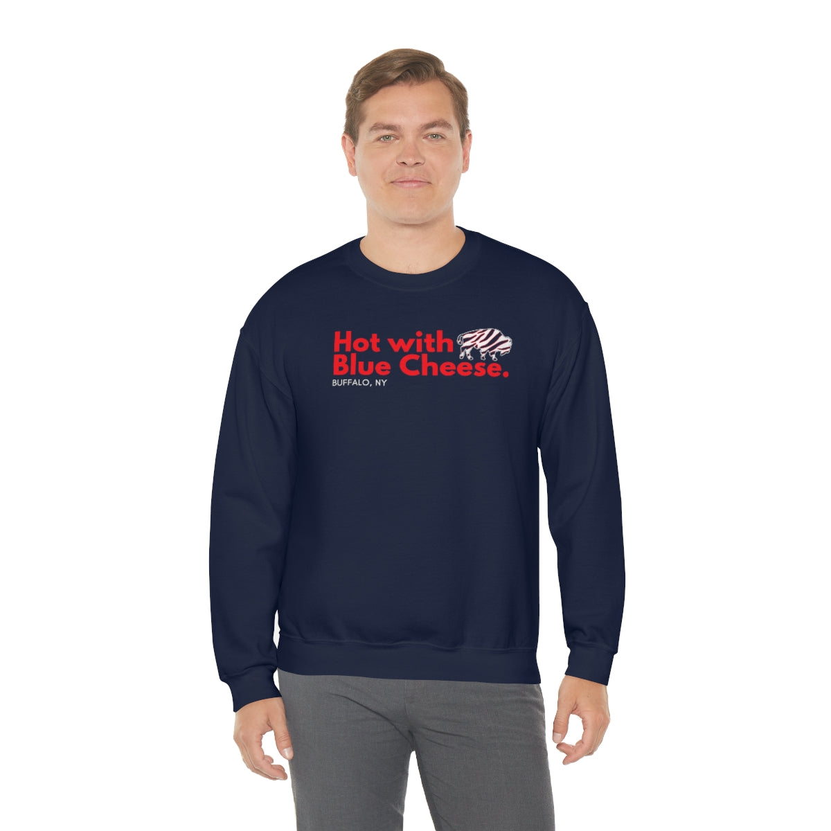 Buffalo Bills Billieve Unisex Crewneck Sweatshirt – Hot with Blue Cheese